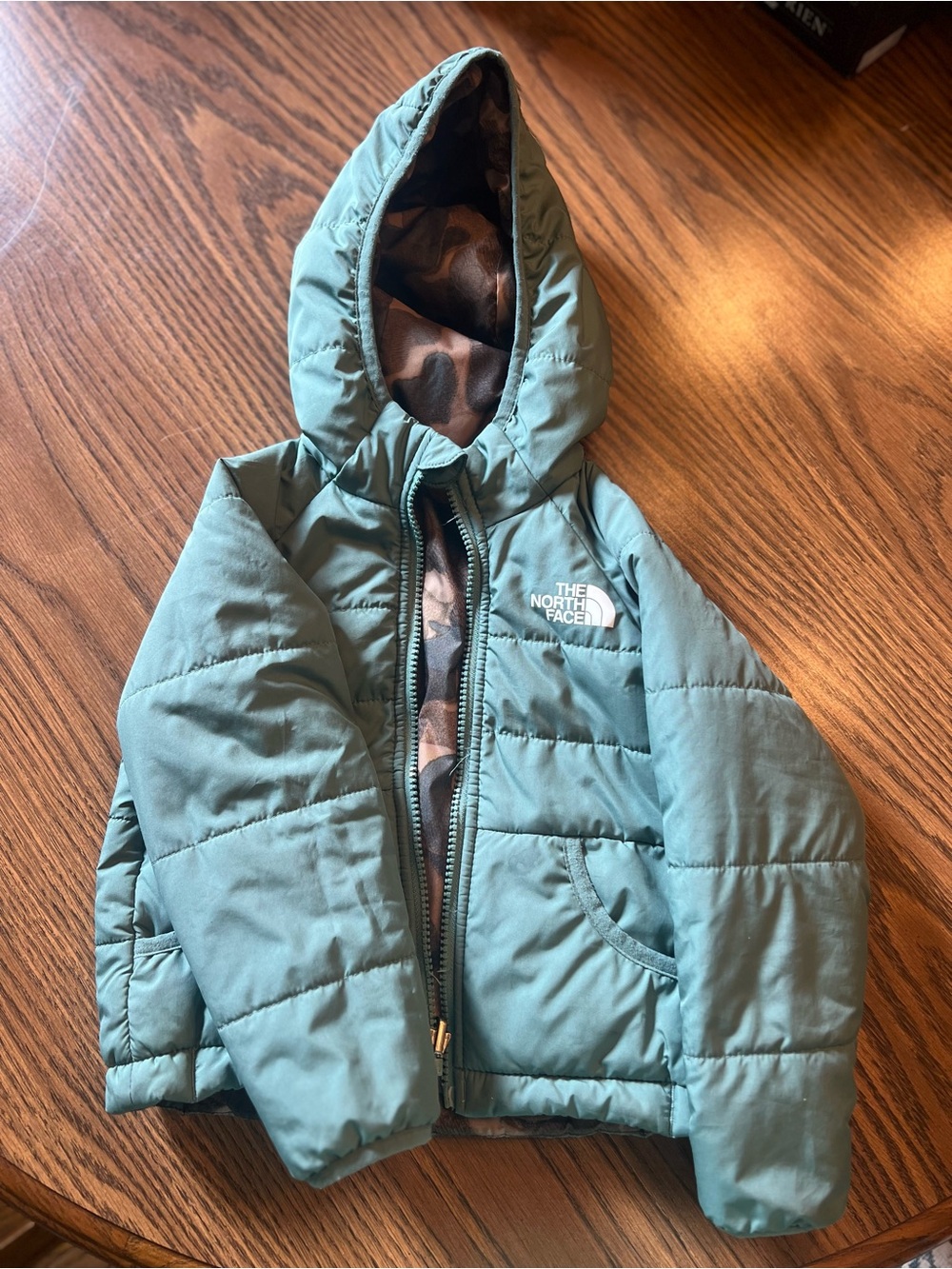 The North Face Kids' Green Reversible Puffer Jacket with Hood